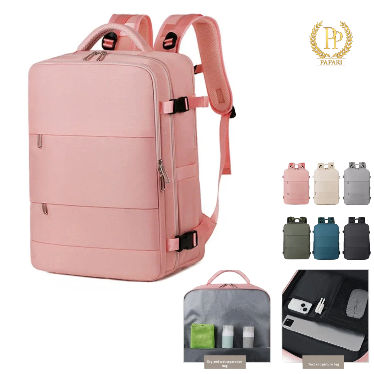 Papari VacuPack Backpack 'De vacuümgecomprimeerde rugzak voor slimme reizigers'